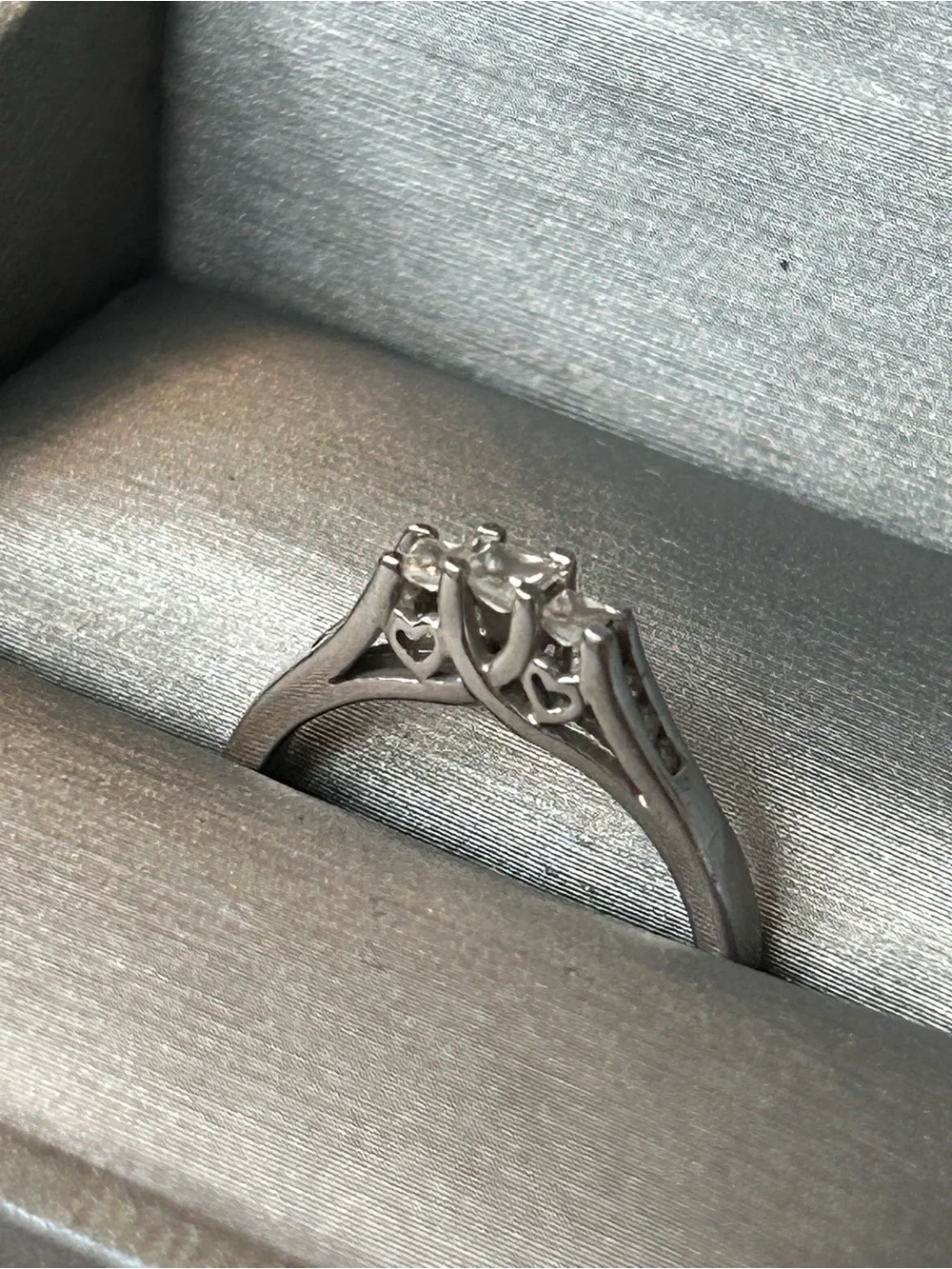 10K White Gold Ring 1/4 Ct princess cut  3 main stones, purchased from Zales 6